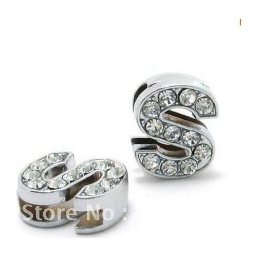 FASHIONAL! 8mm 50pcs *S* Slide letters Wear letters Fit Wristbands or Pet Collar DIY Accessories