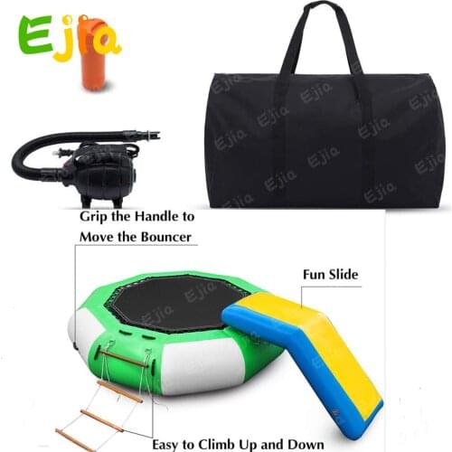 Hot Inflatable Water Trampoline with Slide Water Bouncer Inflatable Jump Water Trampoline Bounce Swim Platform for Sports