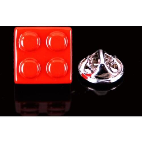 Lapel Pin Badges Red square block Lapel Pin Badge Fashion Brooches Novelty Pin Mens jewelry accessorie wholesale