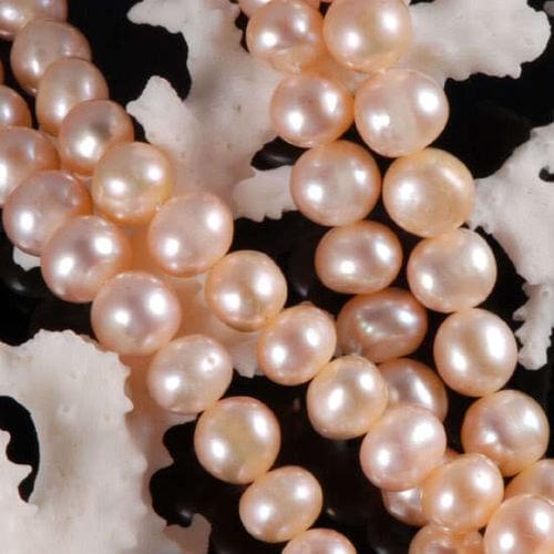Wholesale new 7-7.5MM Natural Pink Akoya Cultured Pearl Loose Beads 14"