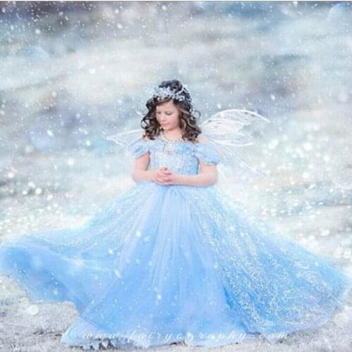 Elsa 3-10 y Teens girl dream unicorn Dress Children Kids birthday Party Dress Girl Formal prom Girls Princess Dress + headdress