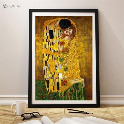 The Gustav Klimt Kiss Women Poster And Print Canvas Art Painting Wall Pictures For Living Room Decoration Home Decor No Framed