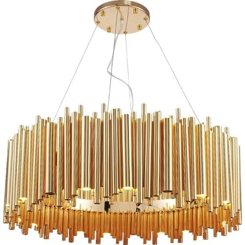 Pendant nordic light Gold Aluminum Alloy Tube Contemporary Suspension Luminaire Fashion Project Lamp pendant circle lights