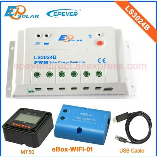 PWM 30A 30amp solar panel controller 12v 24v LS3024B with MT50 wifi function and USB cable