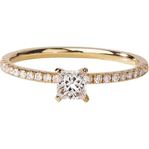 Luxury 100% 925 Sterling Silver Created Moissanite Wedding Engagement Simple Ring For Women Fine Jewelry Ring Size Gifts