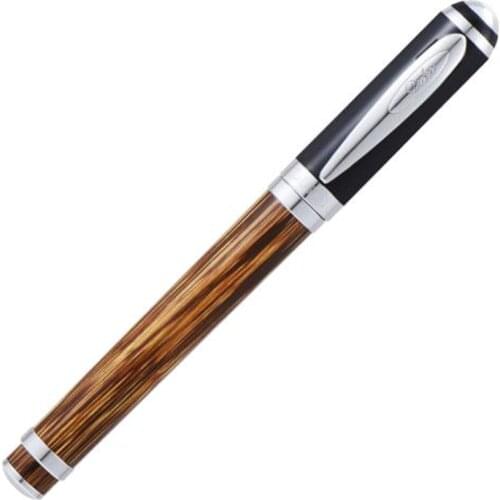 Duke 552 Executive Roller Ball Pen Natural Golden Stripe Bamboo Advanced Chrome Plating For Office Business School Gift Pen
