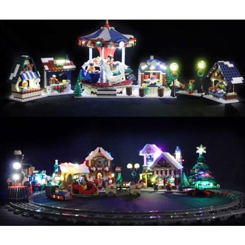 Led Light For Lego 10235 10249 10254 10245 Christmas Winter Village Market for 36010 35019 Creator City Train Building Blocks