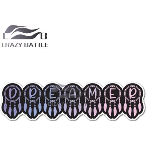 Crazy Battle 13cm x 3.7cm Dreamer Vinyl Car Stickers Motocycle Helmet Window Trunk Creative Race Laptop Car Decal Decoration