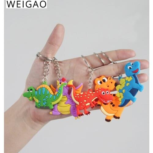 WEIGAO Dino Dinosaur Animal Keychain Silicone Key Chain for Kids Birthday Party Favors Dinosaur Party Decor Boy Party Supplies