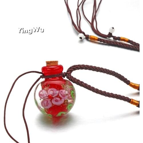 Yingwu Wholesale 12pcs Murano Glass Perfume Ball Necklaces (with cord), perfume vial necklace, essential oil bottle necklaces