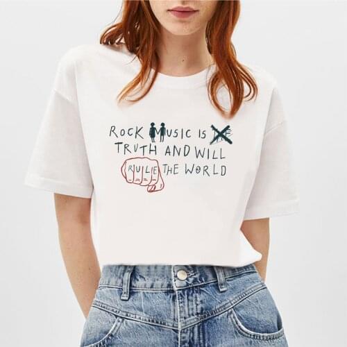 BLINGPAW Minimalist Funny Women T-shirt Graffiti Summer Short-sleeved Tops & Tees O-Neck Casual Girls Large Size 100% Cotton