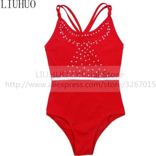 LIUHUO Womens Girls' Performance Rhythmic Gymnastics Competition Leotard Ice Figure Skating Dress Sleeveless Red Base Coat Kid