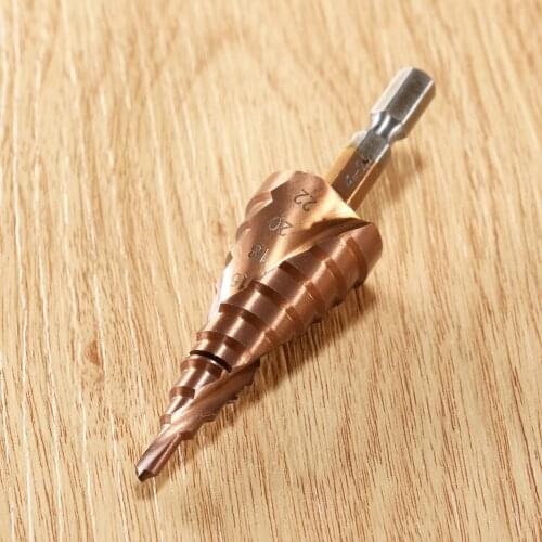 1Pc 4mm-22mm Hex Shank HSS-Co M35 Steel Spiral Groove Step Cone Drill Bit Stainless Steel Metal Wood Hole Cutter Power Tools