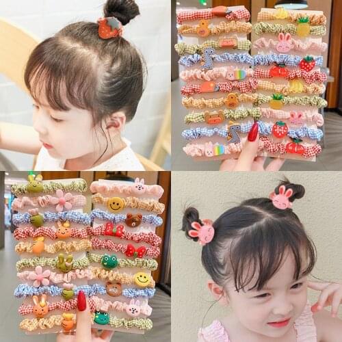 10pcs Korean Version Of Childrens Hair Tying Rubber Band Cute Girl Hair Tie Hair Rope Girl Does Not Hurt Hair Elastic Good Hair