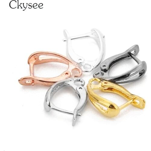 Ckysee 10Pcs/lot 11x18mm U Shape Copper French Earrings Wires Ear Hooks Fit Settings Base Findings Diy Jewelry Making Supplies