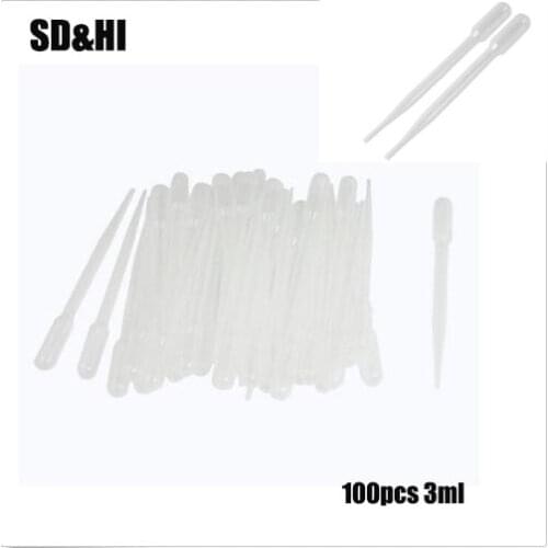100PCS/Lot 3ML 140mm Plastic Disposable Graduated Transfer Pipettes Eye Dropper Set