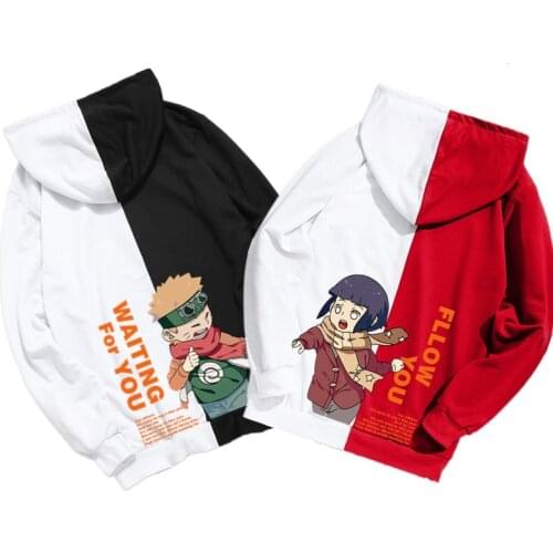 2021 Hinata Harajuku Sweatshirt Splicing Couple wear Hoodies Unisex Casual Fashion Anime Printed Mens HoodieS Male Streetwear