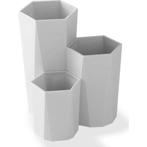 3 Lattices Cosmetic Makeup Storage Box Hexagonal Office Desk Stationery Bathroom Sunglasses Organizer Display Rack Holder Stand