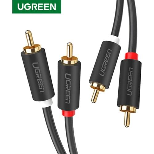 Ugreen 2RCA to 2 RCA Cable Male to Male Audio Cable Gold-Plated HIFI Audio Wire for Home Theater DVD TV Amplifier CD Soundbo