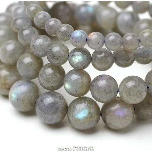Natural Labradorite Stone Beaded Bracelets Grey Blue Moonstone 6/8/10/12mm June Birthstone 5 Strands lot