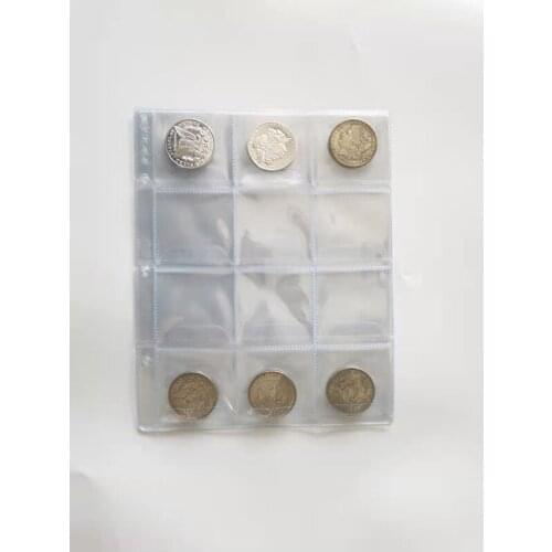 3 hole sleeves / 20 openings per page 4.5cm*4.5cm, 20pcs/lot Vinyl Coin Pages Plastic Page