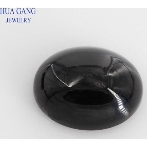 Black Stone Oval Shape Cabochon Cut Flat Bottom Loose Glass Beads Synthetic Gems For Jewelry 8x10~13x18mm Free Shipping