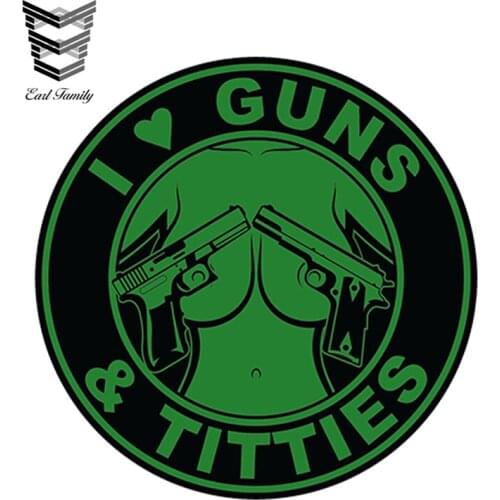 EARLFAMILY 13cm x 13cm Car Styling Waterproof Accessories I LOVE GUNS 3D Car Sticker Decal Car Truck Vehicle Self Adhesive