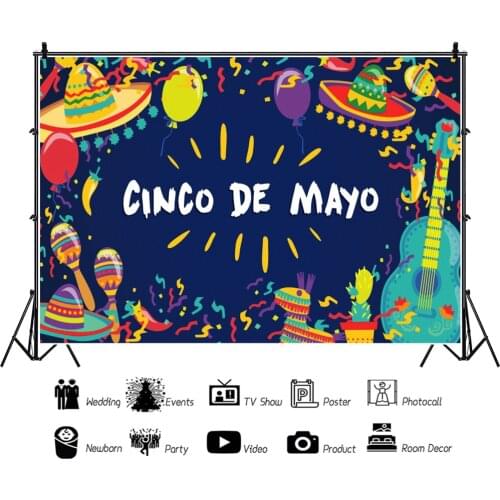 Cinco De Mayo Traditional Mexican Festival Background Portrait Photography Party Photozone Decor Backdrops Photocall Studio