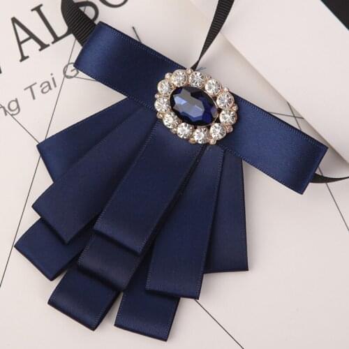 Fashion Handmade Stewardess Professional Bow Tie Mens Business Ladies Formal Dress Collar Flower British Rhinestones Bowtie