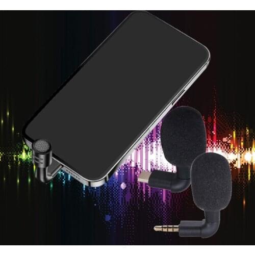 Smartphone Video Mini Microphone Cardioid Condenser Studio Mic Type-C/3.5mm TRRS Plug Active Noise Reduction Foam Windshield