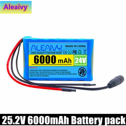 24V 6Ah 25.2V 6S1P Li-Ion battery pack lithium batteries for electric motor bicycle ebike scooter toys drill with BMS 24V 6Ah 2