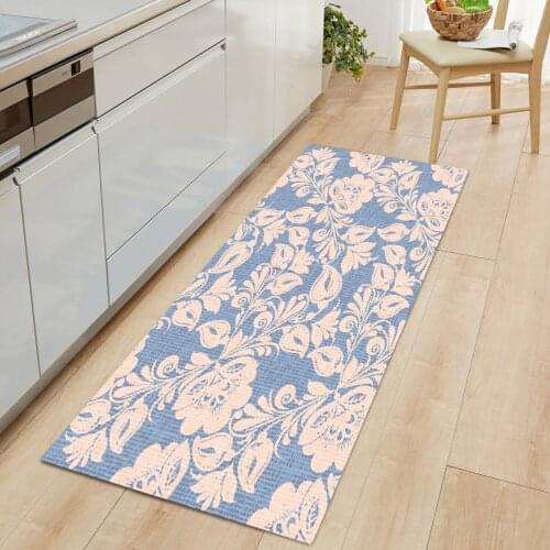 Russia Style Carpet Kitchen Mat Flower Pattern Home Kitchen Rug Entrance Non-Slip Floor Rug for Living Rooms Kitchen Rug Carpet