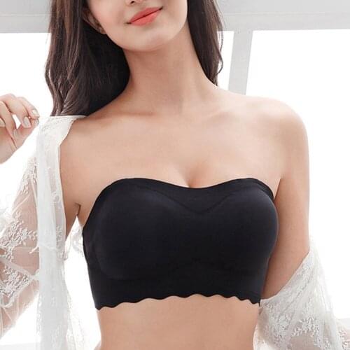 Summer Tube Tops Underwear Removable Double Shoulder Strap Ice Silk Bra Lace Breathable Underwear Push Up Wirefree Bra Tube Tops