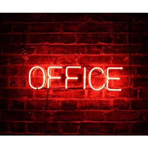14“ Office Red Acrylic Custom Neon Light Lamp Sign Beer Bar Handmade Real Glass Decorate Home Wall Room Windows Tube Artwork