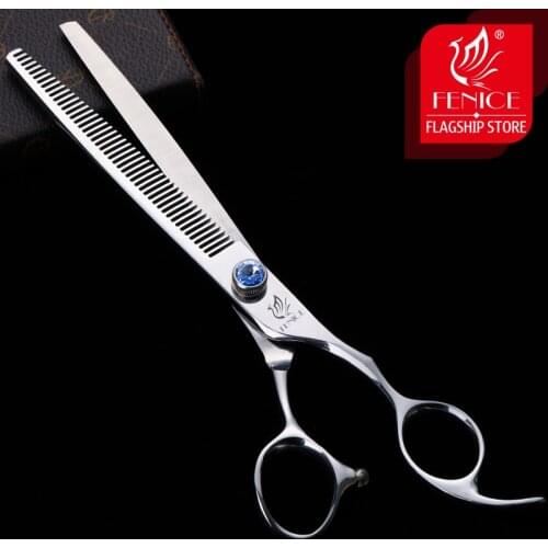 Fenice 7.5 inch Professional Grooming Scissors Thinning Cutting Shears with Blue Screw Japan 440C Stainless Steel