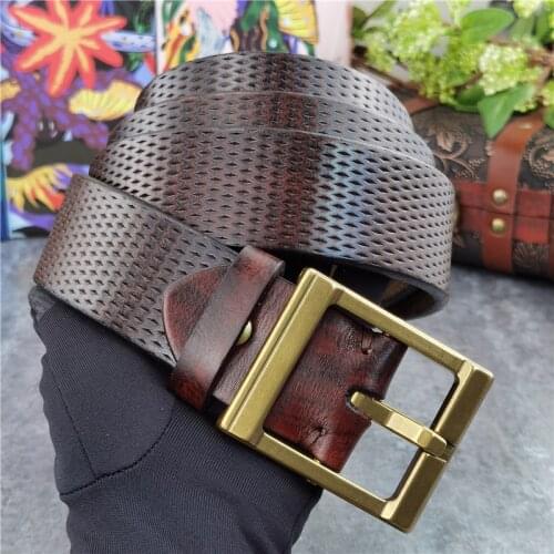 Designer Belt Ceinture Leather Belt Men Brass Belt Buckle Luxury Mens Belt Carving Thick Genuine Leather Waist Belt MBT0129
