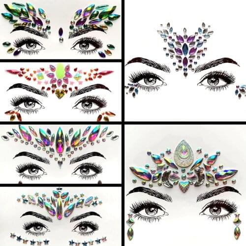 Self Adhesive Flash Eye Sticker Gems Diamond Face Decoration For Wedding Club Womens Fashion Styling Tools Eye Jewelry Ornament