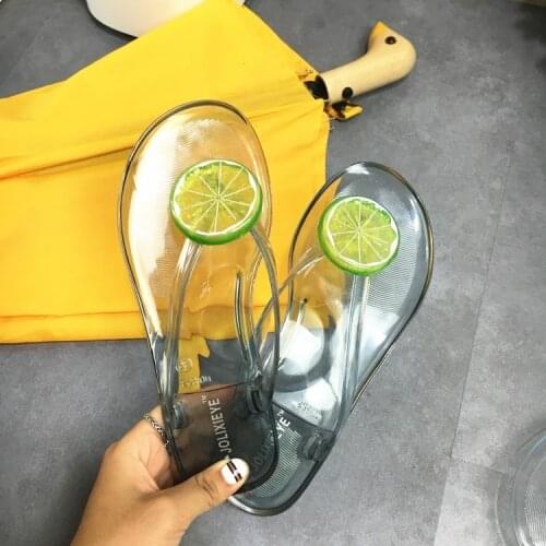 Female slates pvc Flip Flops Summer New Style Jelly Transparent Woman Flip Flops Fruit Lemon Flip-flops Couple Beach Sandals