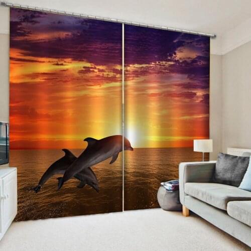 Morden 3D Blackout Curtains For Living room Bedding room gold sunset curtains 3d stereoscopic curtains