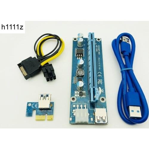 VER006C PCI Express PCIE PCI-E Riser Card 006C 6Pin 1x to 16x Extender USB3.0 Cable Graphics Card Riser for Bitcoin Mining Miner