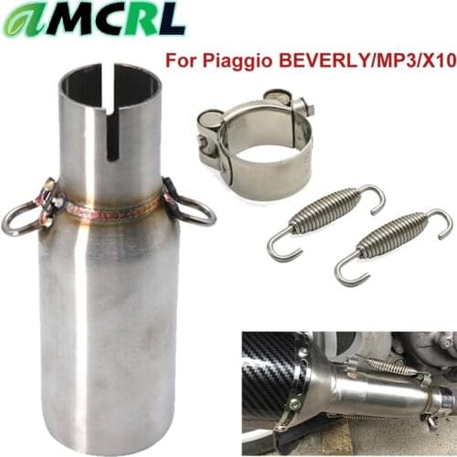 Motorcycle Slip on Exhaust Mid Link Tail Pipe Tube 31mm Muffler for Piaggio Mp3 125 08-14 Beverly 125 300 09-16 X10 125 12-16