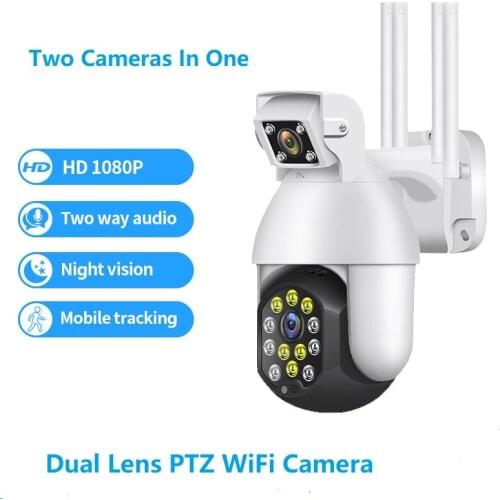 WIFI Smart Dual Lens Dome Camera Outdoor Camera Waterproof Mobile Phone Remote Monitor