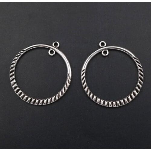 WKOUD 8pcs Silver Color Hollow Circle Metal Pendant DIY Exaggerated Ms. Necklace Bracelet Earring Charm Jewelry Findings 35mm