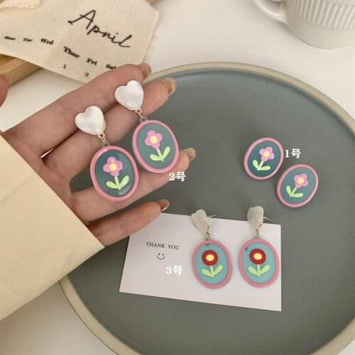 Japan And South Korea Flower Prevent Allergy Needle Stud Earrings Cartoon Cute Ears Sweet Girl Women Jewelry