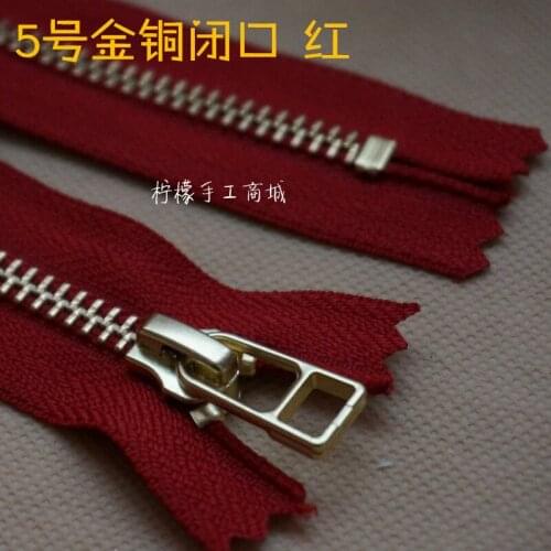 YKK5 metal gold copper closed zipper 15-50cm red clothing pockets patchwork with