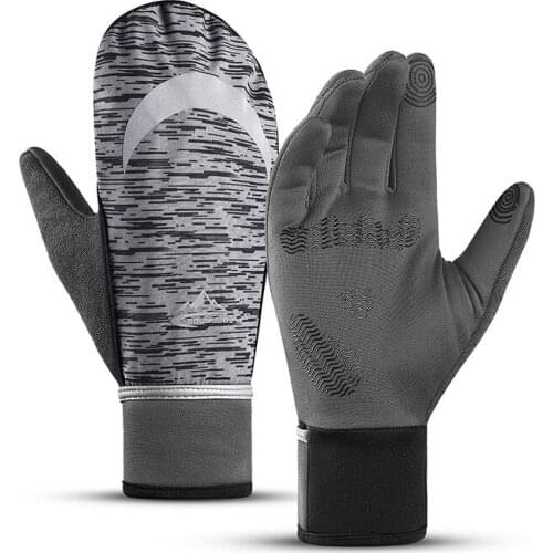 Winter Men Gloves Night Reflective Strip Touchscreen Waterproof Anti-slip Gloves For Outdoor Cycling Skiing Windproof Warm Glove