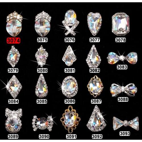 100pcs Alloy AB Side Rhinestones 3D Nail Art Decor Shiny Diamond Crystal Rhinstone For Nail Jewelry 3d Nail Art DIY Charms c9