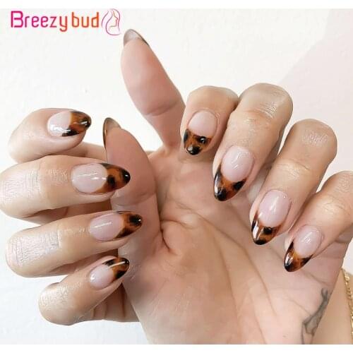 24pcs French False Nails With Glue Ballerina Coffin Nail Tips Press on Nails Full Cover Nail Art Tool Fingernails Decoration