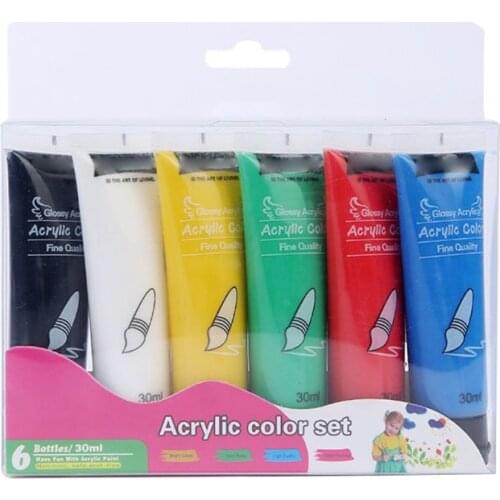 6 Colors 30ml Professional Acrylic Paint Set Drawing Painting Pigment Hand-paint