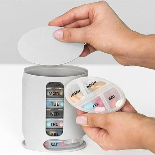 7 Days Weekly Tablet Pill Medicine Box Extra Large Hat Organizer Small Mini Bottle Set Container Plastic Prescription Case Daily